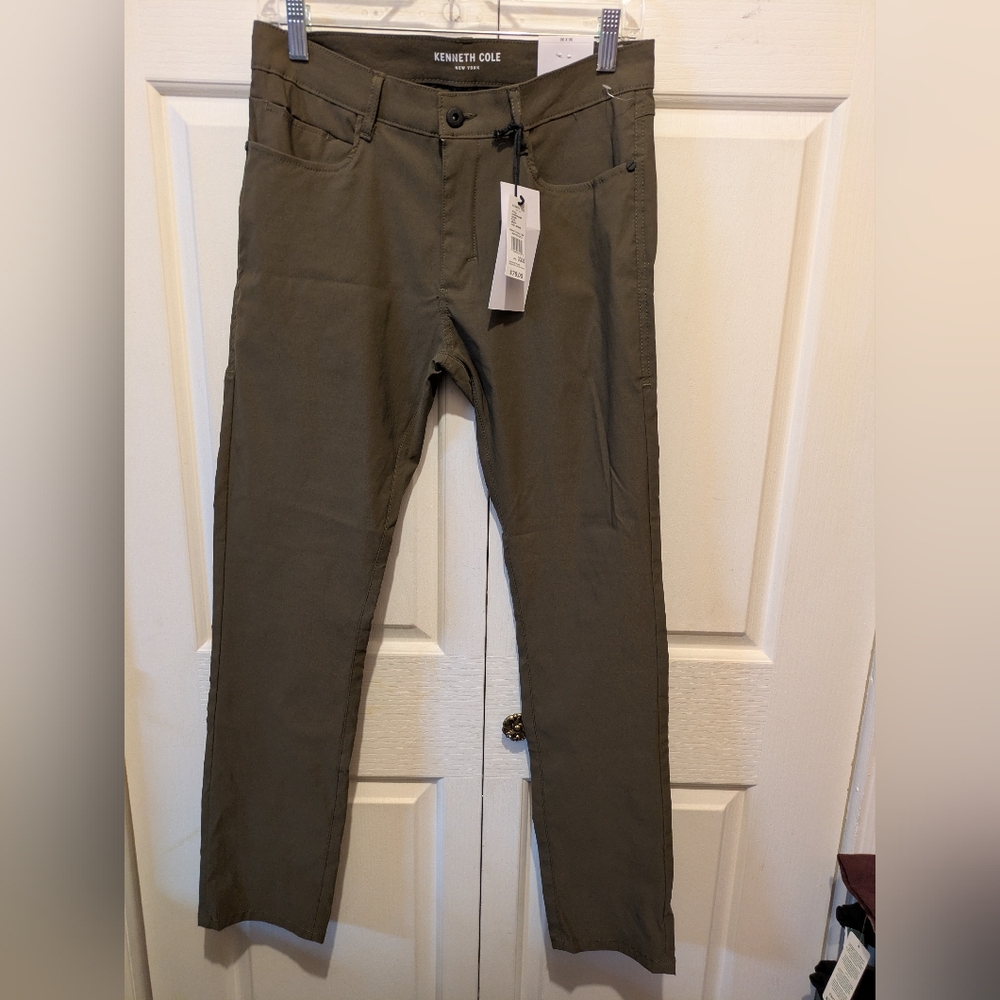 Kenneth Cole Men's Olive Slim Fit Tech Pants 30 x 30 New With Tags!